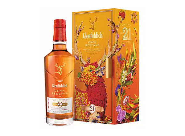 哈尔滨回收格兰菲迪21年700ml福鹿生花新年装福鹿呈祥新春礼盒装Glenfiddich苏格兰威士忌